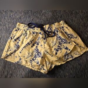 Victoria Secret Sleep open flap airy Shorts, White/ Blue Tye Dye Drawstring/S/P